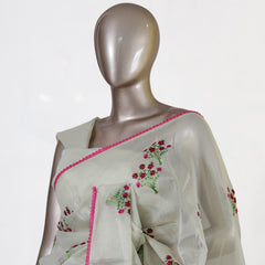 Floral Embroidered Kota Saree with Lace Border