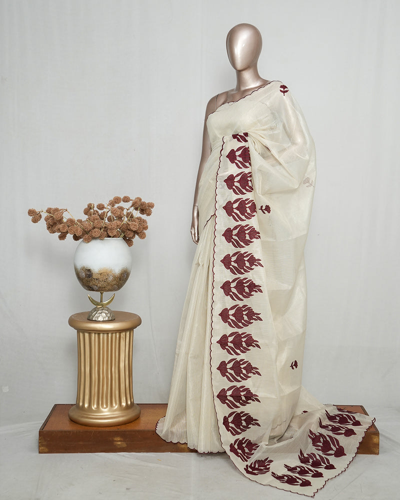 Tissue Kota Appliqué Embroidery Saree  SAN5174