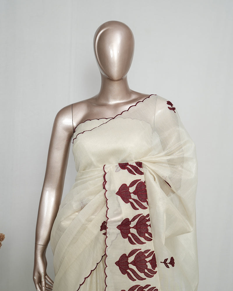 Tissue Kota Appliqué Embroidery Saree  SAN5174