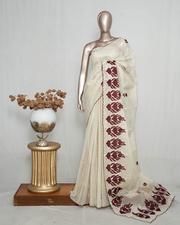 Tissue Kota Appliqué Embroidery Saree  SAN5174
