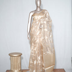 Champagne Gold Pure Tissue Silk Saree – Radiant Elegance in Every Drape  SAN4375