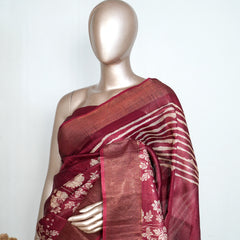 Floral Printed Tussar Silk Saree SAN4206