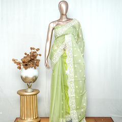Pastel green Organza Saree L SAN5312