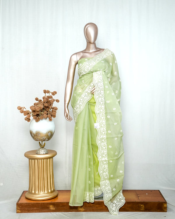 Pastel green Organza Saree L SAN5312