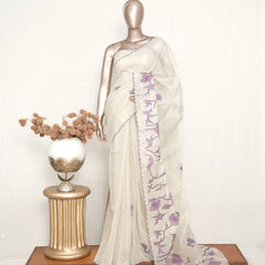 Tissue Kota Applique Embroidery Saree  SAN5177