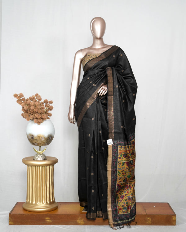 Tussar Silk Saree with Kalamkari Pallu SAN4054