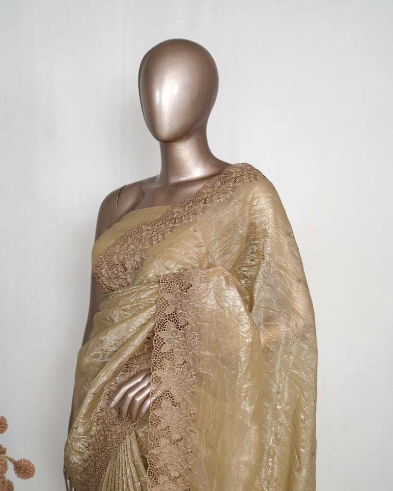 Crushed Shimmer Organza Saree SAN4112