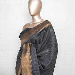Charcoal grey Premium Raw Silk Saree  SAN3988