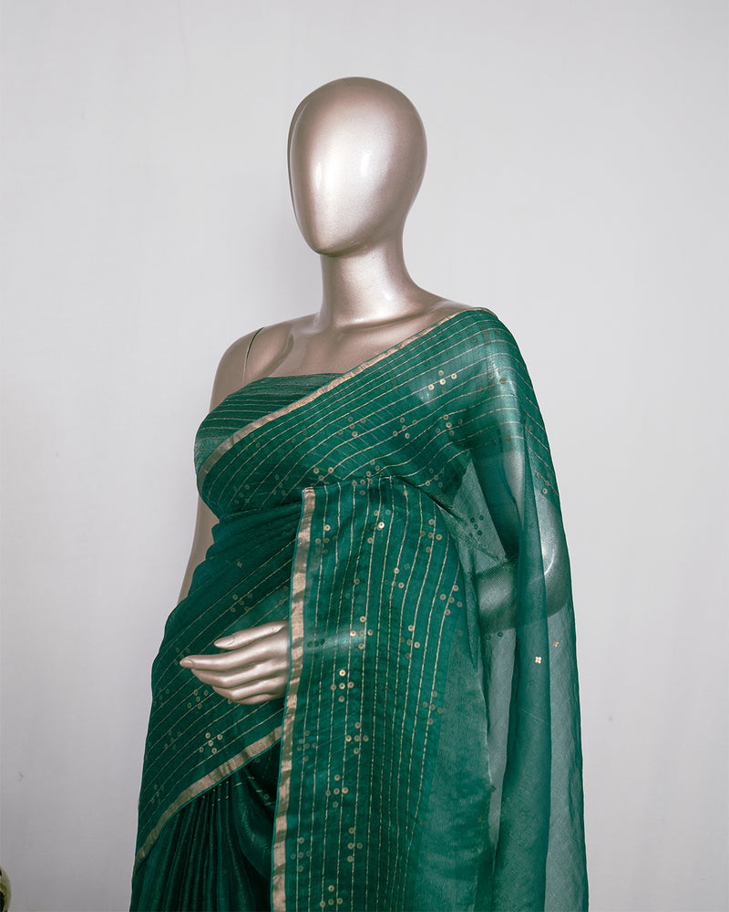 Pure Kora Embroidery Organza Saree  SAN4930