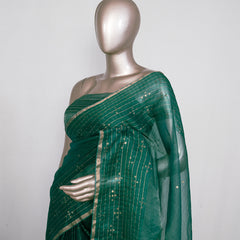 Pure Kora Embroidery Organza Saree  SAN4930