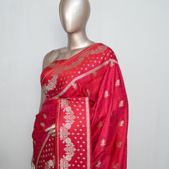 Rani Pink Pure Satin Banarasi Saree  SAN5289