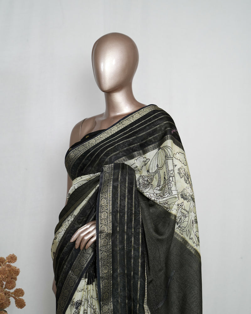 Print Mysore Silk Saree SAN4445