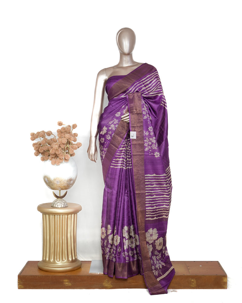 Printed Tussar Silk Saree SAN4207