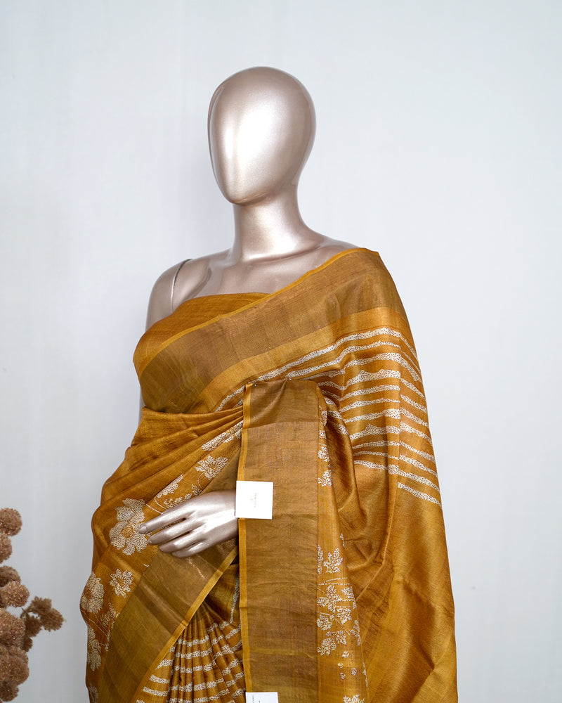 Printed Tusser Silk Saree SAN4213