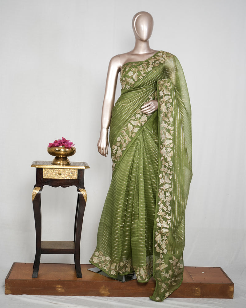 Pure Organza Embroidery Saree SAN4935