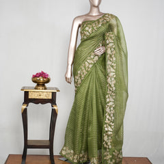 Pure Organza Embroidery Saree SAN4935