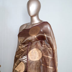 Copper Brown Pure Golden Tissue Silk Saree SAN4738