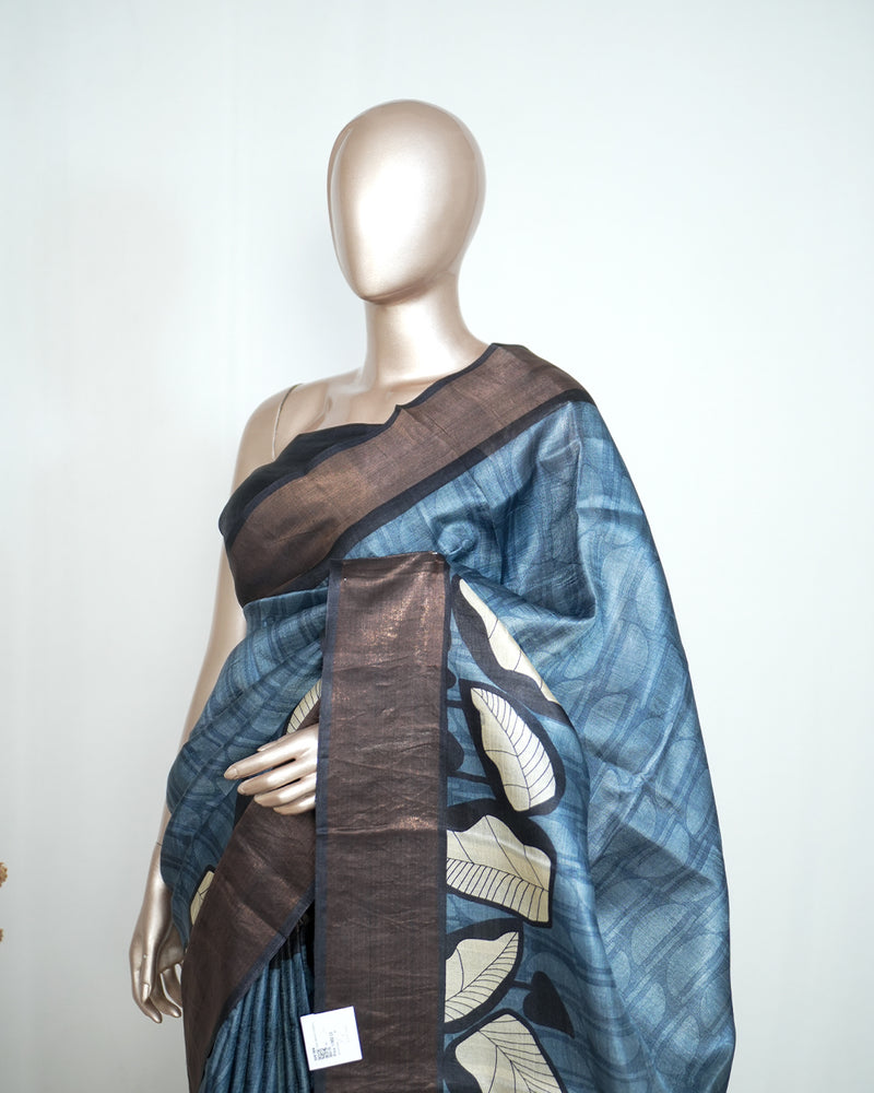 Floral Printed Tussar Silk Saree SAN4178