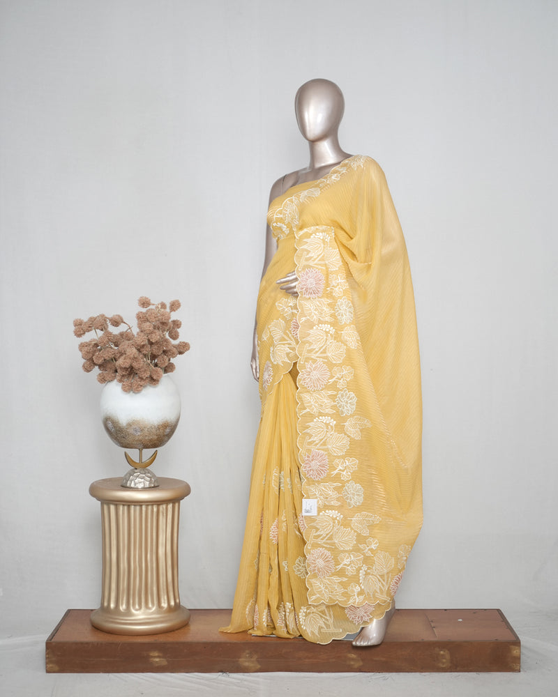 Striped Pure Viscose Organza Saree SAN4267