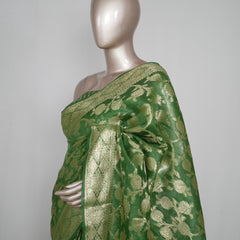 ⁠Linen Silk Saree with Banarasi Weaving  SAN4059