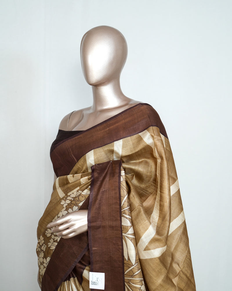 Floral Printed Tussar Silk Saree  SAN4182