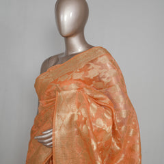 Linen Silk Saree with Banarasi Weaving                            SAN4060