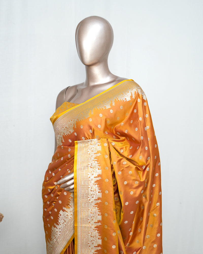 Sunset orange  Banarasi silk sarees  SAN5286