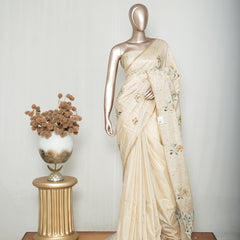 Ivory Floral Matka Silk Saree C SAN5318