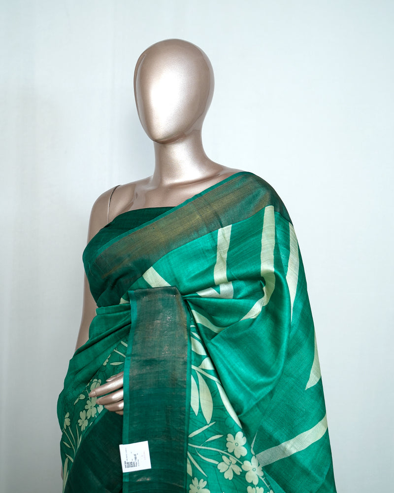 Floral Printed Tussar Silk Saree SAN4204