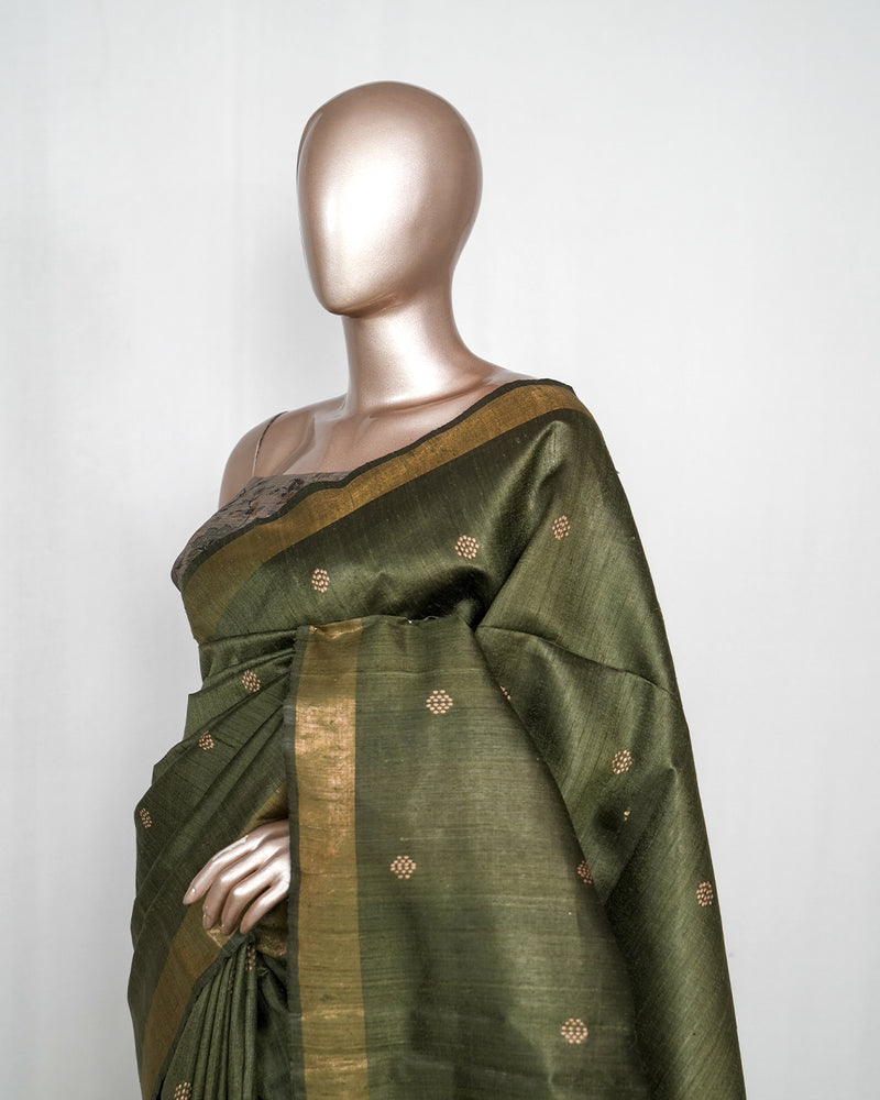 Tussar Silk Saree with Kalamkari Pallu SAN4051