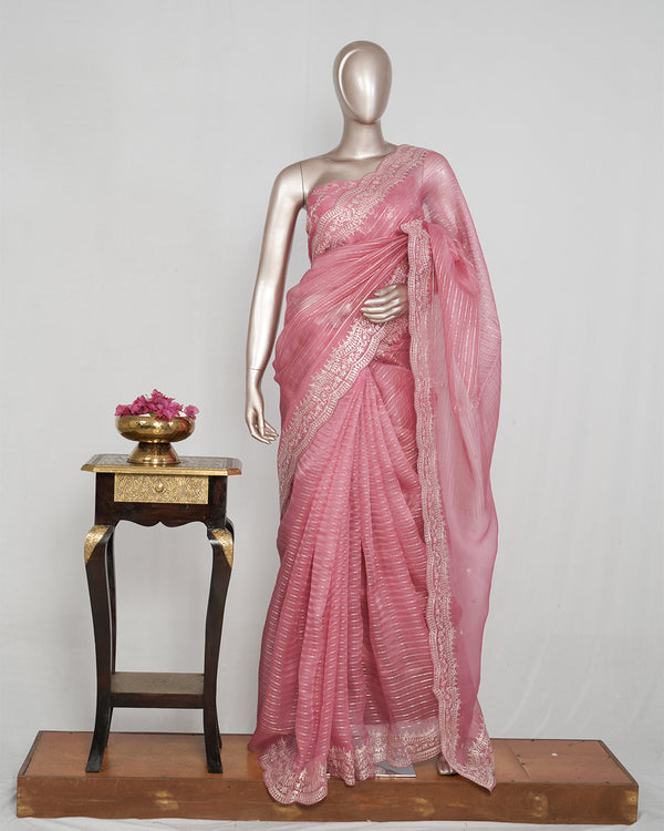Pure Organza Embroidery Saree SAN4936