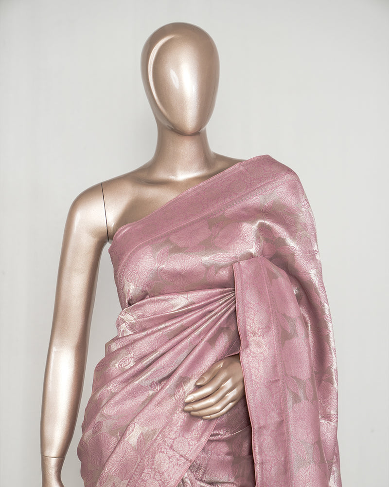 Soft Blush Pink Jacquard banarasi semi silk Saree SAN4553