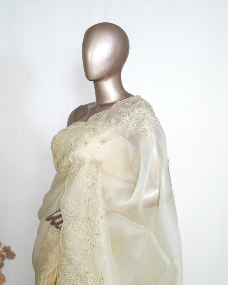 Pure Crystal Organza Handworked Saree  SAN4937