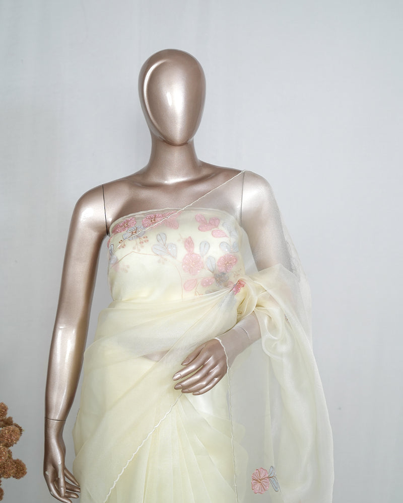 Crystal Organza Handworked Saree  SAN4796