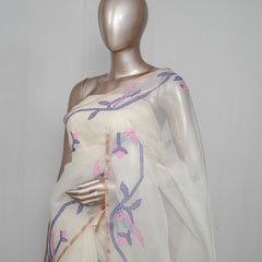 Pure Kora Silk Organza Saree with Jamdani Weaving SAN4929