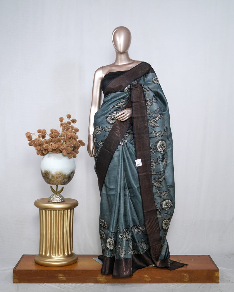 Printed Tusser Silk Saree  SAN4231
