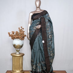 Printed Tusser Silk Saree  SAN4231