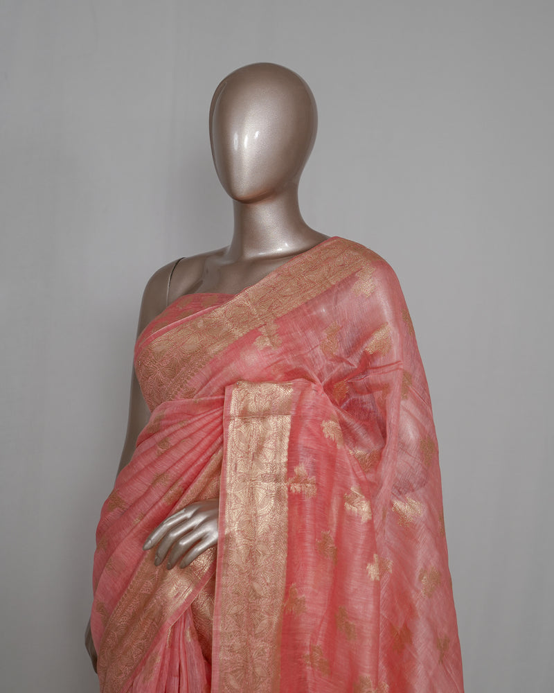 Linen Silk Saree with Banarasi Weaving SAN4056