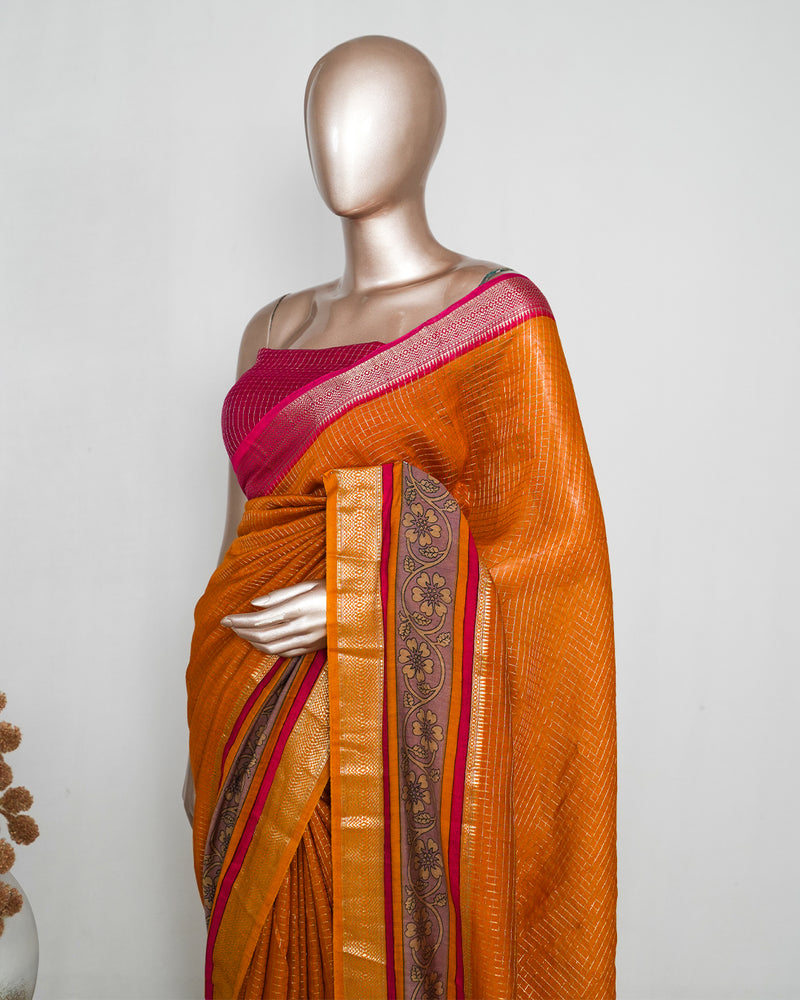Mysore Semi Silk Saree with Kalamkari SAN5067