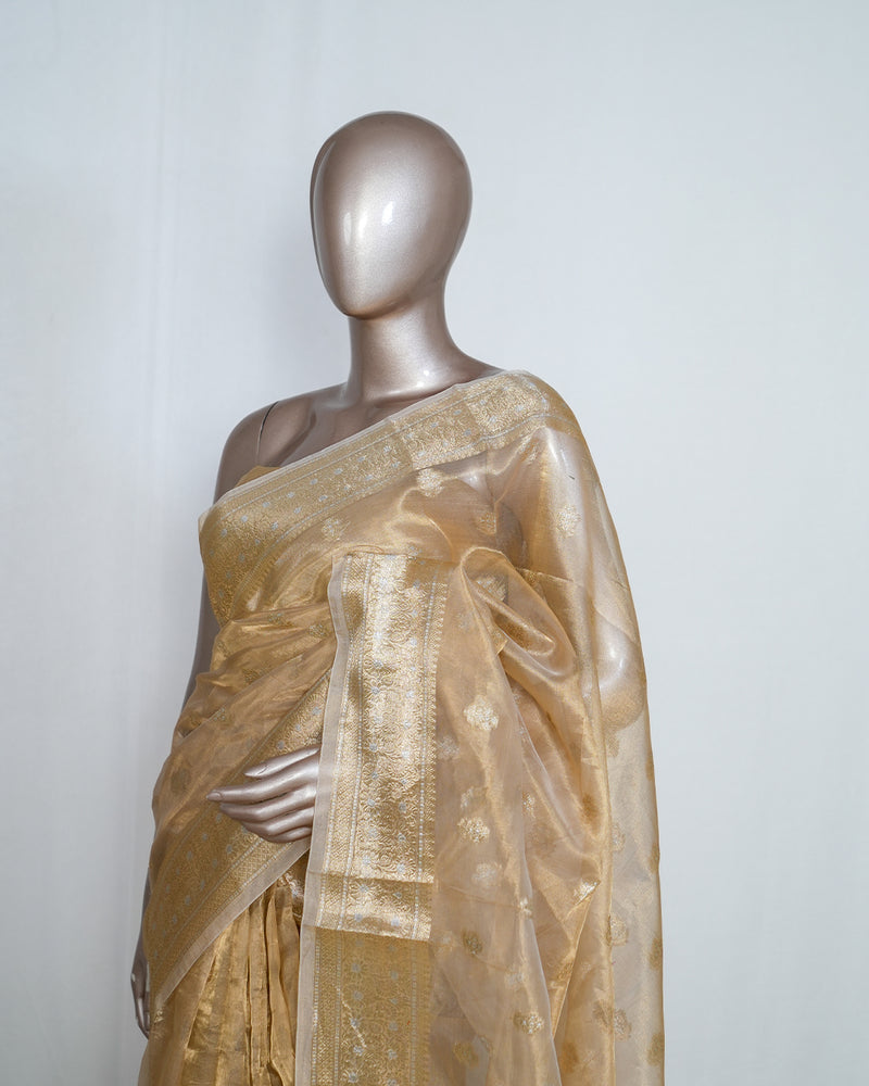 Pure Golden Tissue Silk Saree SAN4386