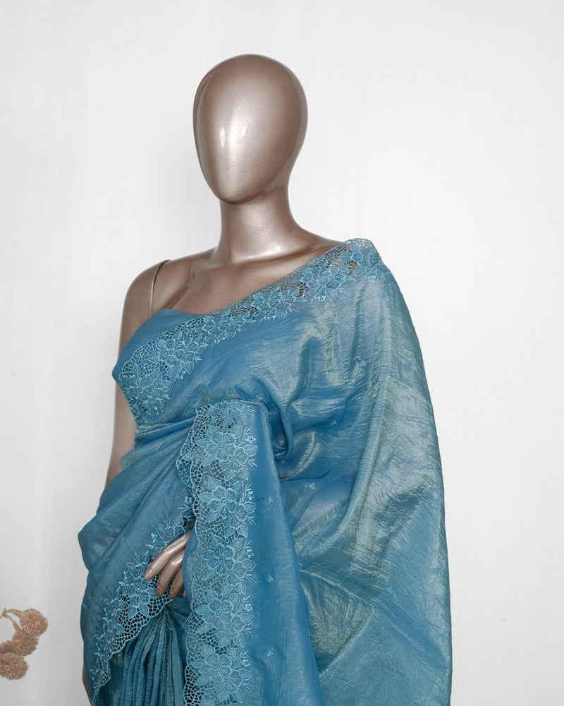 Crushed Shimmer Organza Saree SAN4117