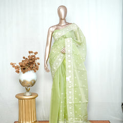 Pastel green Organza Saree  H SAN5312