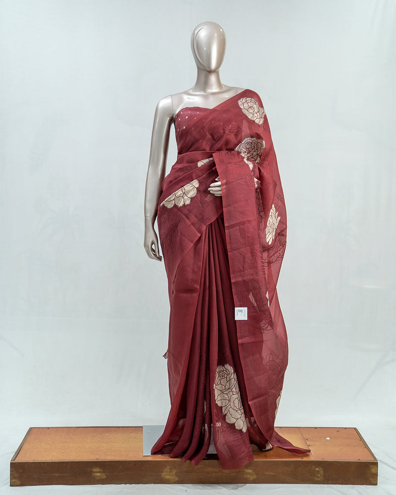 Glass Organza Saree  A SAN5389