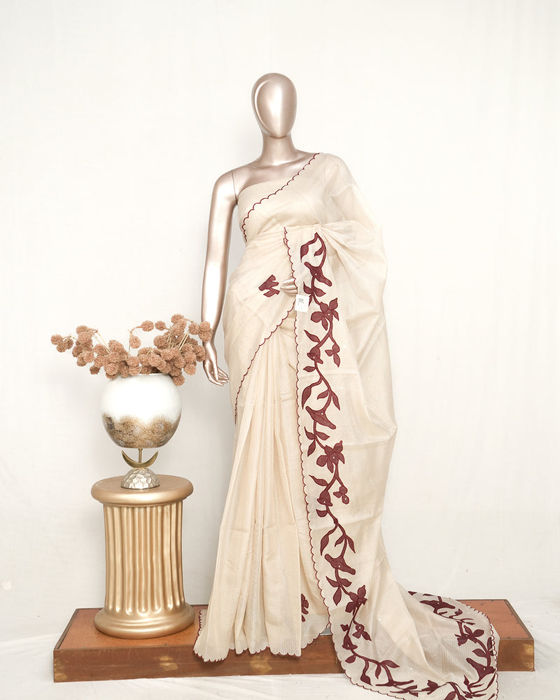 Tissue Kota Appliqué Embroidery Saree SAN5168