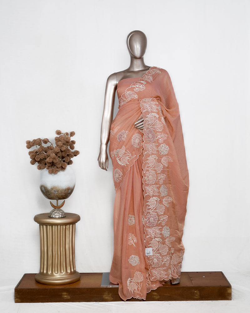 Striped Pure Viscose Organza Saree SAN4264