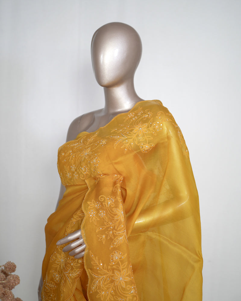Pure Organza Handworked Saree  004937