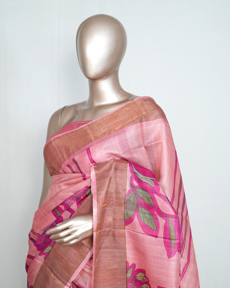 Floral Printed Tussar Silk Saree SAN4171