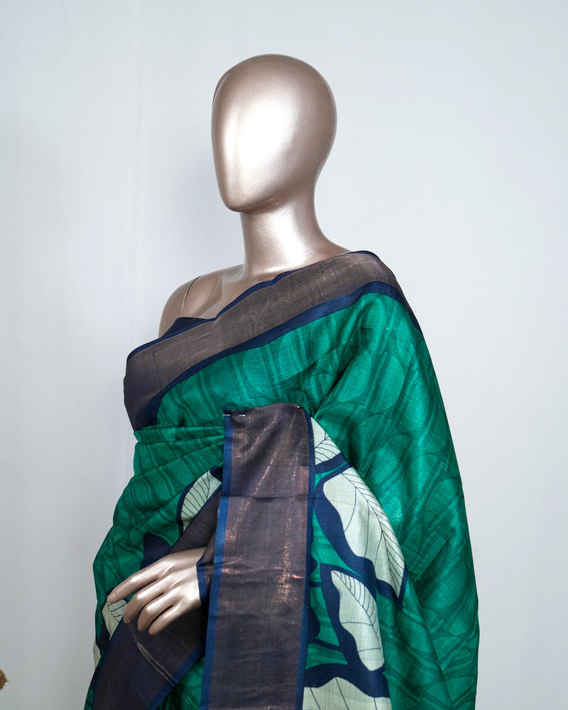 Printed Tusser Silk Saree SAN4179