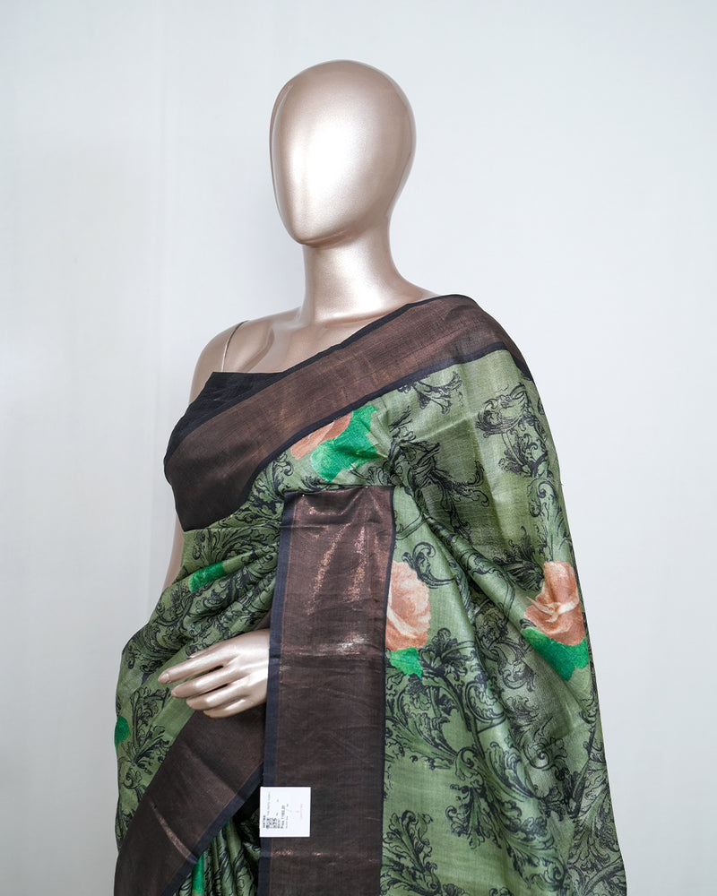 Printed Tusser Silk Saree  SAN4191