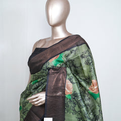 Printed Tusser Silk Saree  SAN4191